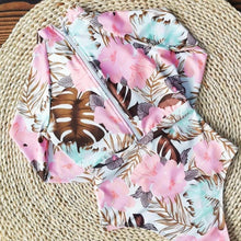 Load image into Gallery viewer, UPF Rashguard Pink Hibiscus - Aqua Palms surfsuit swimsuit (S-XL) white pink peach aqua mint beach pool surf swim women feminine modest