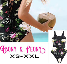 Load image into Gallery viewer, XS-XXL Ebony & Peony One-piece Swimsuit xs s m l xl xxl belt floral lace corset women ladies modest top ranked 2021