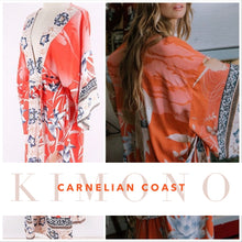 Load image into Gallery viewer, Kimono ROBE: Carnelian Coast wrap / cover up one size.