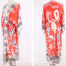 Load image into Gallery viewer, Kimono ROBE: Carnelian Coast wrap / cover up one size.