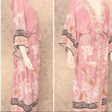 Load image into Gallery viewer, Kimono pink Quartz Sands lounge event WRAP / swim beach COVER-UP / bed bath Kaftan caftan robe duster - one size