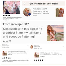 Load image into Gallery viewer, UPF Rashguard Pink Hibiscus - Aqua Palms surfsuit swimsuit (S-XL) white pink peach aqua mint beach pool surf swim women feminine modest