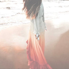Load image into Gallery viewer, s-xl Carnival Spin maxi dress / swim cover-up / summer wrap - aqua blue gradient - coral pink ombré - womens summer best seller beach travel