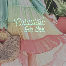 Load image into Gallery viewer, s-xl Carnival Spin maxi dress / swim cover-up / summer wrap - aqua blue gradient - coral pink ombré - womens summer best seller beach travel