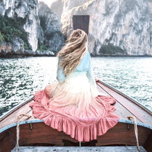 Load image into Gallery viewer, s-xl Carnival Spin maxi dress / swim cover-up / summer wrap - aqua blue gradient - coral pink ombré - womens summer best seller beach travel