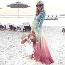 Load image into Gallery viewer, s-xl Carnival Spin maxi dress / swim cover-up / summer wrap - aqua blue gradient - coral pink ombré - womens summer best seller beach travel