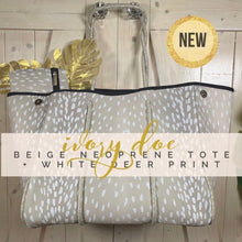 Load image into Gallery viewer, UPF Rashguard: Sunset Palms surfsuit / swimsuit (S-L) cream white chill beige sun-kissed khaki beach pool surf swim women feminine modest