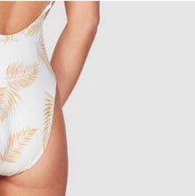 Load image into Gallery viewer, S-L Swimsuit: Faded Feathers ruffled one-piece ( white cream beige gold ivory ) summer women pool beach