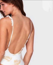 Load image into Gallery viewer, S-L Swimsuit: Faded Feathers ruffled one-piece ( white cream beige gold ivory ) summer women pool beach