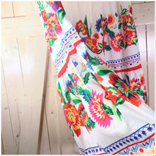 Load image into Gallery viewer, S-3XL Blanca Boho maxi / light beach - friendly ruffled campesino / destination quince wedding baby shower / flowy floral print airy Puebla