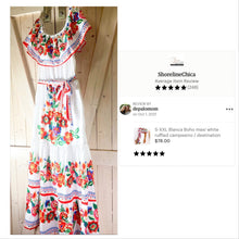 Load image into Gallery viewer, S-3XL Blanca Boho maxi / light beach - friendly ruffled campesino / destination quince wedding baby shower / flowy floral print airy Puebla