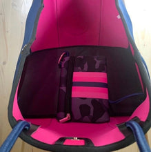 Load image into Gallery viewer, new Neoprene Tote Navy blue Camo + hot pink racing stripes + various: grey gray silver /aquamarine geode / pink/ Cheetah Leopard Deer