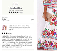 Load image into Gallery viewer, S-3XL Blanca Boho maxi / light beach - friendly ruffled campesino / destination quince wedding baby shower / flowy floral print airy Puebla