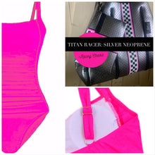 Load image into Gallery viewer, s - xxl Daytona Pink or USS Navy Blue SWIM - one-piece modest swimsuit w ruched tummy / waist forgiving > vacation holiday beach pool lake