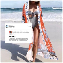 Load image into Gallery viewer, Kimono ROBE: Carnelian Coast wrap / cover up one size.