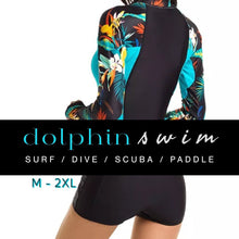 Load image into Gallery viewer, M-XXL DOLPHIN Swim - surfsuit / swimsuit / springsuit black w turquoise lats