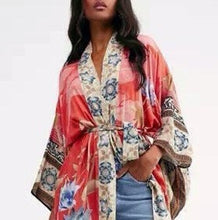 Load image into Gallery viewer, Kimono ROBE: Carnelian Coast wrap / cover up one size.