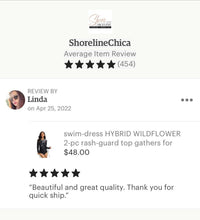 Load image into Gallery viewer, swim-dress HYBRID WILDFLOWER black yellow or white 2-pc rashguard top gathers over mid-rise brief or extends swimsuit into upf 50 cover-up