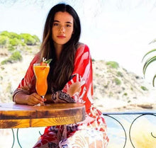 Load image into Gallery viewer, Kimono ROBE: Carnelian Coast wrap / cover up one size.