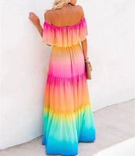 Load image into Gallery viewer, S-3XL Miami (bright) Ombré Maxi - peasant dress + Rain (pastel) Ombré / Boho floral water friendly smooth airy beach baby shower photography