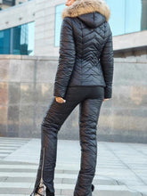 Load image into Gallery viewer, nwt Chalet Puffer coordinate 2pc SET snow / ski jacket & high waisted pant in S - XL pink black red hooded coat top + snow bottom