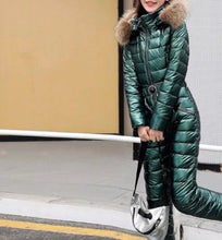 Load image into Gallery viewer, Emerald Nightingale snowsuit ski green one-piece skisuit jumpsuit winter snow suit NWT M Spring Break 2023 new puffer one-piece