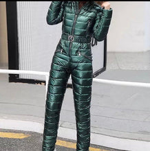 Load image into Gallery viewer, Emerald Nightingale snowsuit ski green one-piece skisuit jumpsuit winter snow suit NWT M Spring Break 2023 new puffer one-piece