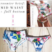 Load image into Gallery viewer, Aussie Betty UPF Board Crop 2-pc swimsuit S - XL longsleeve rashguard padded top + bikini surf bottom white pink turquoise blue reef florals