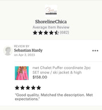 Load image into Gallery viewer, nwt Chalet Puffer coordinate 2pc SET snow / ski jacket & high waisted pant in S - XL pink black red hooded coat top + snow bottom