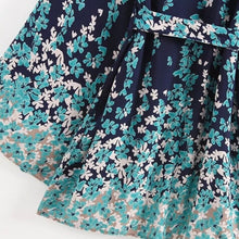 Load image into Gallery viewer, Floral Marina Kimono Robe Resort Chic navy blue aqua flowers Boho beach cover up swim bath wrap pool women turquoise taupe 3/4 short M XL