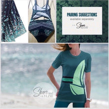 Load image into Gallery viewer, Floral Marina Kimono Robe Resort Chic navy blue aqua flowers Boho beach cover up swim bath wrap pool women turquoise taupe 3/4 short M XL