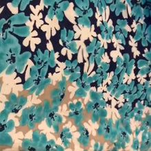 Load image into Gallery viewer, Floral Marina Kimono Robe Resort Chic navy blue aqua flowers Boho beach cover up swim bath wrap pool women turquoise taupe 3/4 short M XL