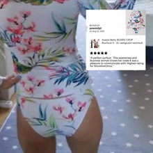 Load image into Gallery viewer, Aussie Betty UPF Board Crop 2-pc swimsuit S - XL longsleeve rashguard padded top + bikini surf bottom white pink turquoise blue reef florals