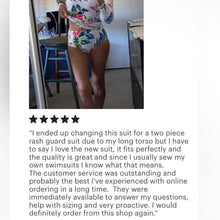 Load image into Gallery viewer, Aussie Betty UPF Board Crop 2-pc swimsuit S - XL longsleeve rashguard padded top + bikini surf bottom white pink turquoise blue reef florals