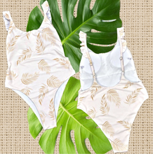 Load image into Gallery viewer, S-L Swimsuit Faded Feathers ruffled one-piece ( white cream beige gold ivory ) summer women pool beach resort
