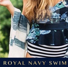 Load image into Gallery viewer, S-XXL - Royal Navy Tankini - 2-Pc floral Swimsuit feminine vintage chic
