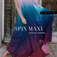 Load image into Gallery viewer, spin maxi halter Bonfire Ombré yellow pink coral red purple gradient / Ocean Ombré lavender lilac violet royal blue magenta beach DRESS S-XL
