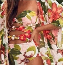 Load image into Gallery viewer, Kimono: resort floral swim wrap (pink or red) cover up / caftan / lounge beach or bath / best seller 2021 gift present vacation birthday
