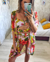 Load image into Gallery viewer, Kimono: resort floral swim wrap (pink or red) cover up / caftan / lounge beach or bath / best seller 2021 gift present vacation birthday
