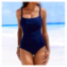 Load image into Gallery viewer, m - xxl: USS Navy blue or Daytona Pink SWIM - one-piece modest swimsuit w ruched tummy / waist forgiving &gt; vacation holiday beach pool lake
