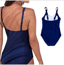 Load image into Gallery viewer, m - xxl: USS Navy blue or Daytona Pink SWIM - one-piece modest swimsuit w ruched tummy / waist forgiving &gt; vacation holiday beach pool lake
