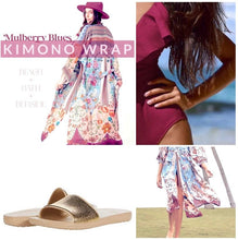 Load image into Gallery viewer, new Boho Kimono - Mulberry Blues beach / bath / bedside wrap - lounge swim vanity feminine eclectic gift
