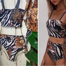 Load image into Gallery viewer, Swim Set SERENGETI swimsuit bikini + cover-up dress / midi or maxi skirt
