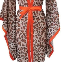 Load image into Gallery viewer, new subSahara Leopard Zest kimono / lounge wrap / beach cover-up beige khaki orange animal print
