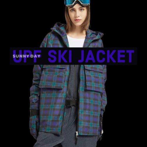 S - XL Blackwatch Plaid UPF Ski Snow Hooded Jacket