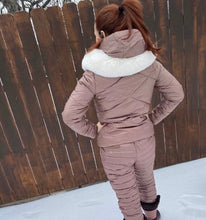 Load image into Gallery viewer, Winter Warm Taupe Puffer separates ski jacket or snow pant coordinate pieces womens Sz XS S M L XL beige cabin cozy quilted insulated
