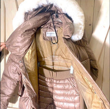 Load image into Gallery viewer, Winter Warm Taupe Puffer separates ski jacket or snow pant coordinate pieces womens Sz XS S M L XL beige cabin cozy quilted insulated
