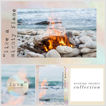 Load image into Gallery viewer, Bonfire Pearl wall art beach house guest room decor photo canvas 1 of 3 collage set housewarming lake cabin ocean front staging picture
