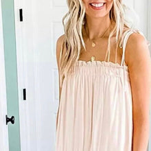 Load image into Gallery viewer, Midsummer Day’s Dream tiered sundress crossover resort dress beach cover up dress midi - maxi solid khaki / beige M or XL 2023 cruise gift
