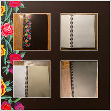 Load image into Gallery viewer, JOURNAL black floral ( lattice border bouquet bamba ) lined vacation diary prayer plan brainstorm spiral notebook dream write remember
